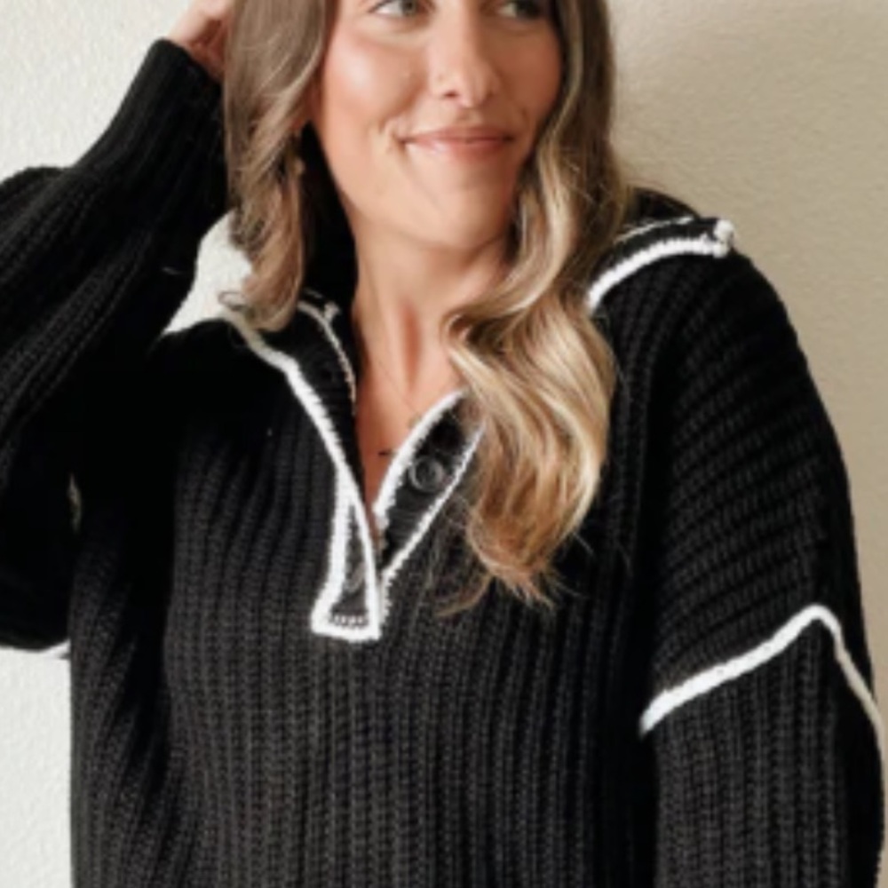 Blu Pepper Black Sweater with White Accents
